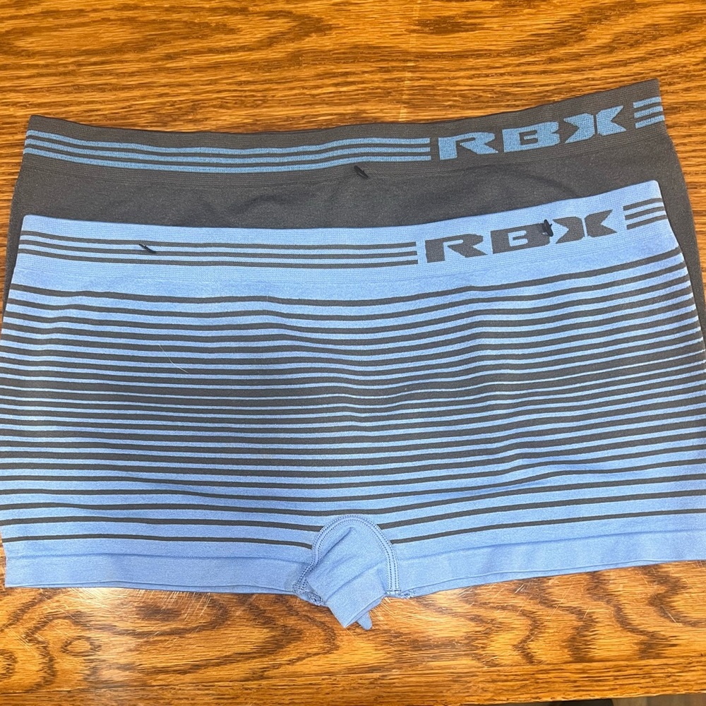 RBX Women’s Striped Boxer Briefs - Black and Blue